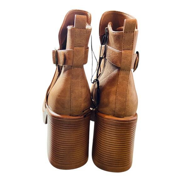 Jellypop Womens Eugenie Heeled Ankle Boots Square Toe Faux Leather Brown US 11 - Picture 3 of 7